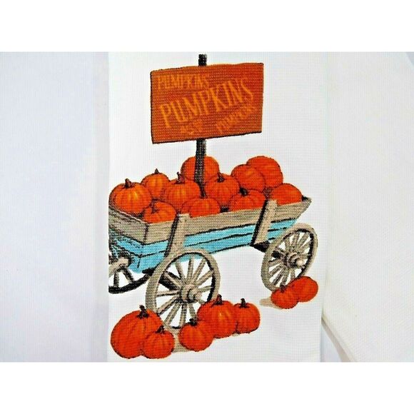 Storehouse Seasonal Country Wagon Pumpkin Kitchen Towels Autumn Harvest Set of 2 - Picture 2 of 3